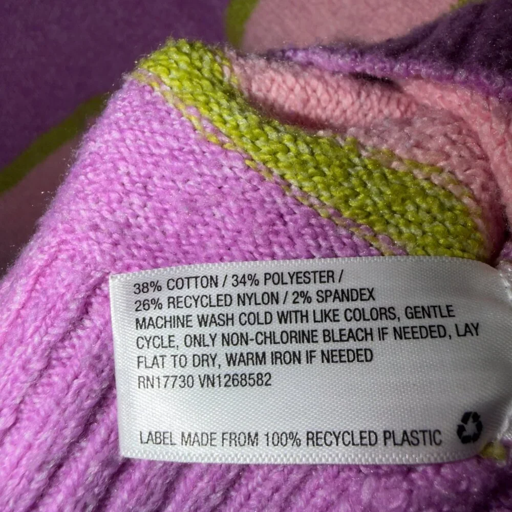 Wild Fable Cropped Striped Sweater Size M Purple Pink Collared Knit Top